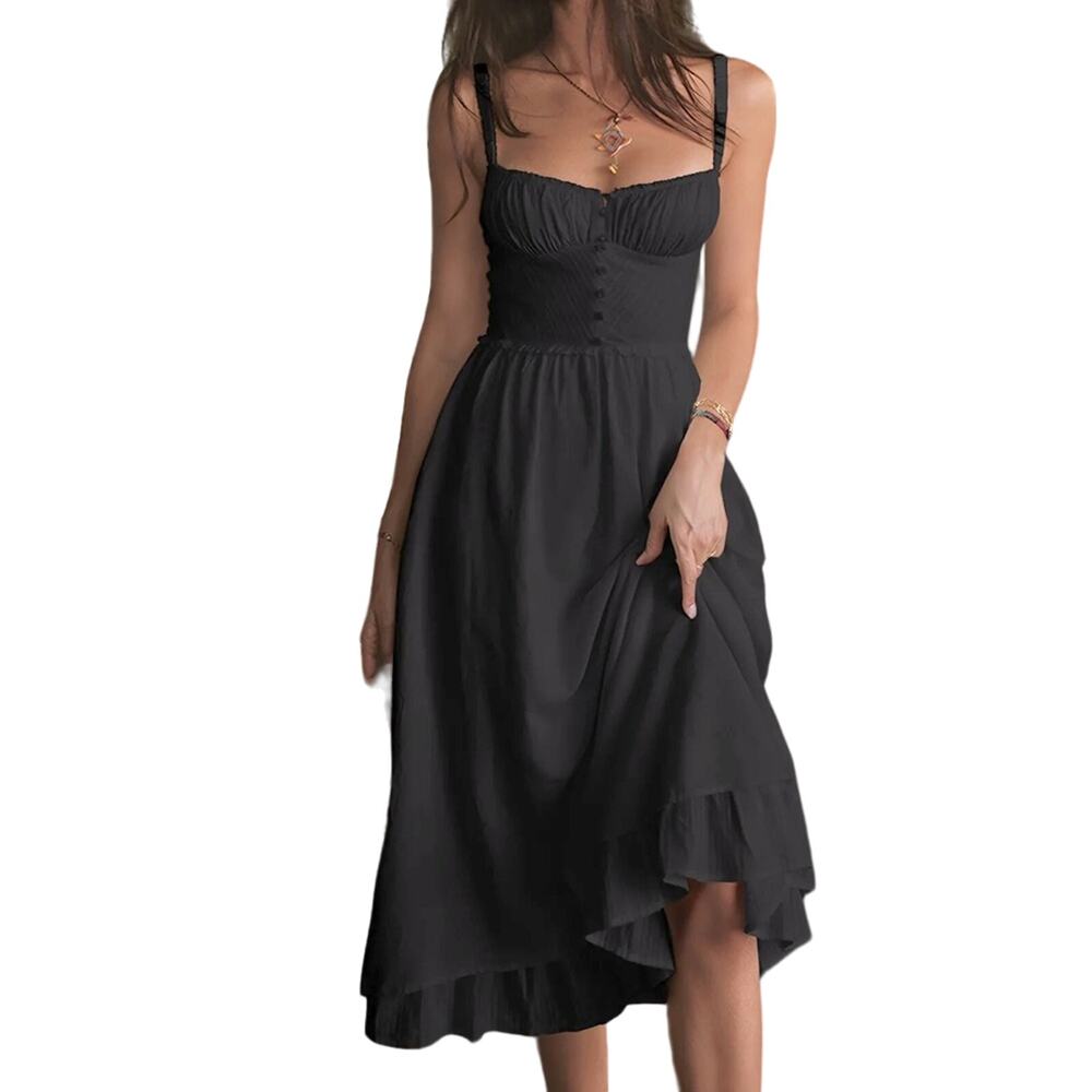 NWT REVOLVE & COASTAL BOHO lovers COMMENSE black midi peasant dress S